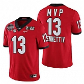 Men's Georgia Bulldogs #13 Stetson Bennett IV Red 2021-22 National Champions College Football Game MVP Jersey Dzhi,baseball caps,new era cap wholesale,wholesale hats